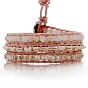 NEW! Howlite & Crystals Leather Wrap Bracele